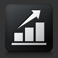 Black Square Button with Stock Market Icon