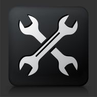 Black Square Button with Wrenches