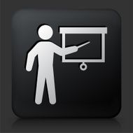 Black Square Button with Teaching Man