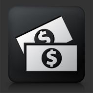 Black square button with Dollar Bills N2