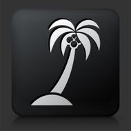 Black Square Button with Palm Tree Icon N23
