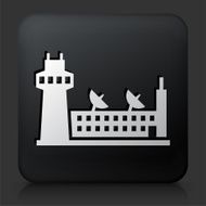 Black Square Button with Airport Icon