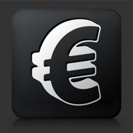 Black Square Button with Euro Sign N2