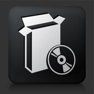 Black Square Button with Open Box and CD