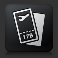 Black Square Button with Airplane Tickets Icon
