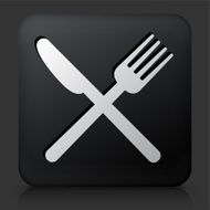 Black Square Button with Airport Cafe Icon