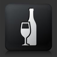 Black Square Button with Bottle &amp; Glass