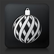 Black Square Button with Christmas Decoration Icon N16