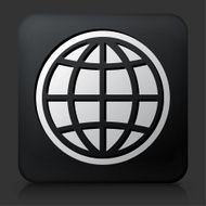 Black Square Button with Globe Icon N16