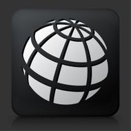 Black Square Button with Globe Icon N17