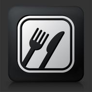 Black Square Button with Food Sign