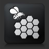 Black Square Button with Bee Icon