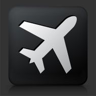 Black Square Button with Airplane Icon N13
