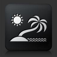Black Square Button with Palm Tree Icon N25