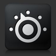Black Square Button with Thermostat Icon