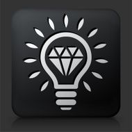 Black Square Button with Diamond Idea Icon