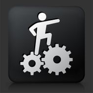 Black Square Button with Stick Figure Climbing Gear N3