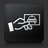 Black Square Button with Taxicab Card