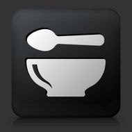 Black Square Button with Spoon &amp; Bowl Icon