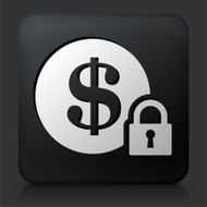 Black Square Button with Secure Money