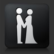 Black Square Button with Bride &amp; Groom N2