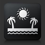 Black Square Button with Vacation Paradise