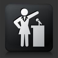 Black Square Button with Public Speaking