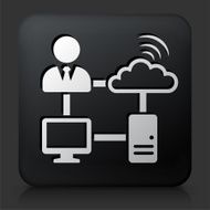 Black Square Button with Computer Networking N7