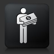 Black Square Button with Holding Big Bucks Icon