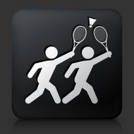 Black Square Button with Badminton Icon N2