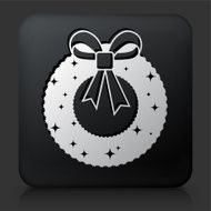 Black Square Button with New Year&#039;s Decoration
