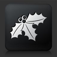 Black Square Button with Poinsettia N2