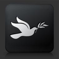 Black Square Button with Dove