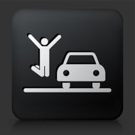 Black Square Button with New Car Icon