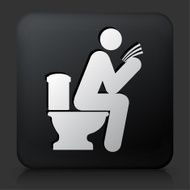 Black Square Button with Using Toilet Icon