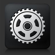 Black Square Button with Gear Icon N8