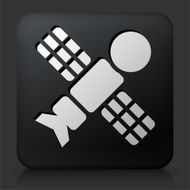 Black Square Button with Satellite