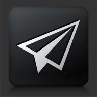 Black Square Button with Paper Airplane Icon