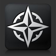 Black Square Button with Compass Icon N7