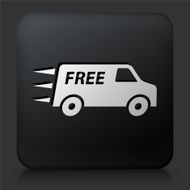 Black Square Button with Free Delivery Icon N3