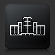 Black Square Button with Plaza Building Icon N2