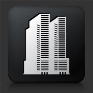 Black Square Button with Skyscraper Icon N10