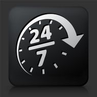 Black Square Button with 24 7 Service N3