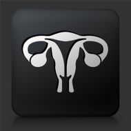 Black Square Button with Female Reproductive System