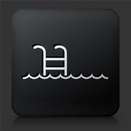 Black Square Button with Pool Ladder Icon