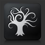 Black Square Button with Tree Icon N42