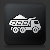 Black Square Button with Mining Truck Icon N2