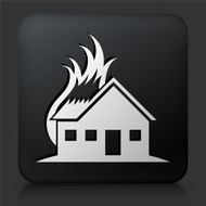 Black Square Button with House Fire Icon N2