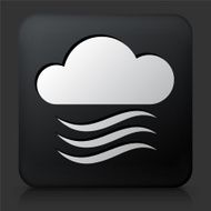 Black Square Button with Clounds and Wind