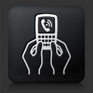 Black Square Button with Telephone Communication N3